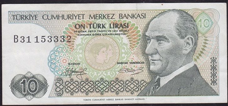 7.Emisyon 1.Tertip 10 Lira B31 153332 Çok Çok Temiz