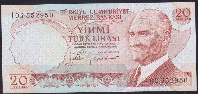 6.EMİSYON 4.TERTİP 20 LİRA I02 552950 ÇÇT +