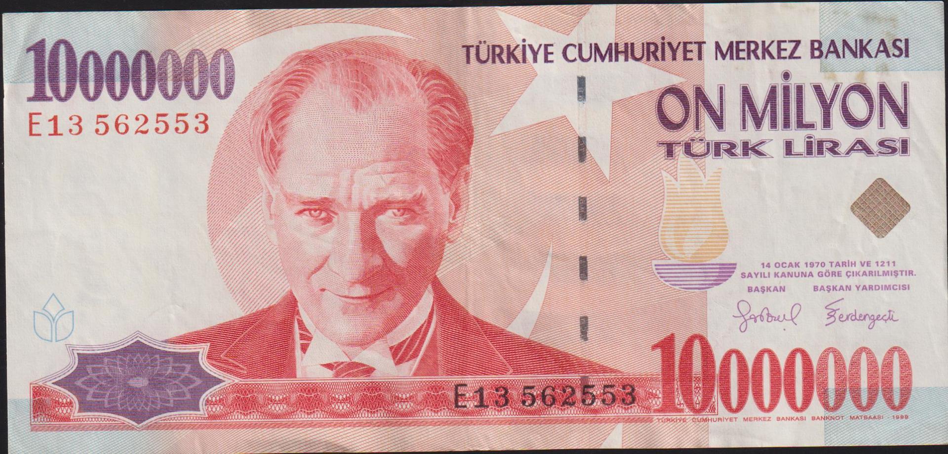 7.Emisyon 10 000 000 Lira E13 562553 Çok Çok Temiz