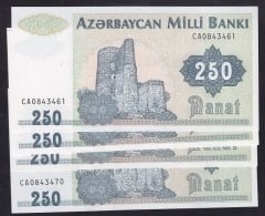 AZERBEYCAN 250 MANAT 1992 ÇİL - 10 ADET SERİ TAKİPLİ