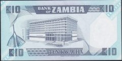 Zambia 10 Kwacha 1980 - 1988 Çilaltı ( Bandrol baskı izi var)