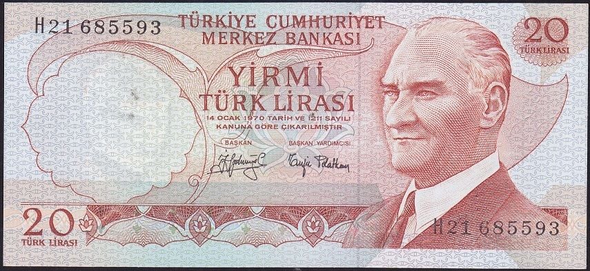 6.Emisyon 3.Tertip 20 Lira H21 685593 Çil