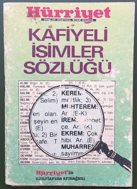 KAFİYELİ İSİMLER SÖZLÜĞÜ HÜRRİYET CEP BOY - 1987