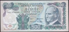 6.Emisyon 2.Tertip 500 Lira Z91 379688 Çok Çok Temiz ( Düzeltme Var )