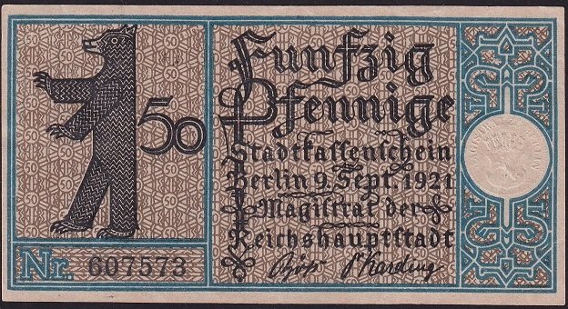 Almanya 50 Pfennig Notgeld 1921 Çok Çok Temiz+