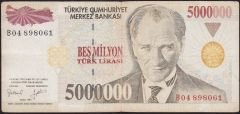 7.Emisyon 5 000 000 Lira B04 898061 Temiz