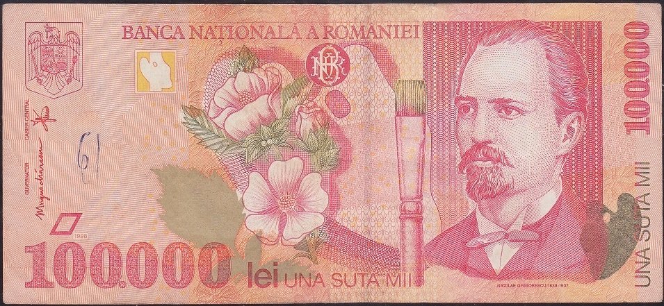 Romanya 100000 Lei 1998 Çok Temiz