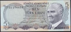 6.Emisyon 1.Tertip 5 Lira F21 106655 Çilaltı Çil