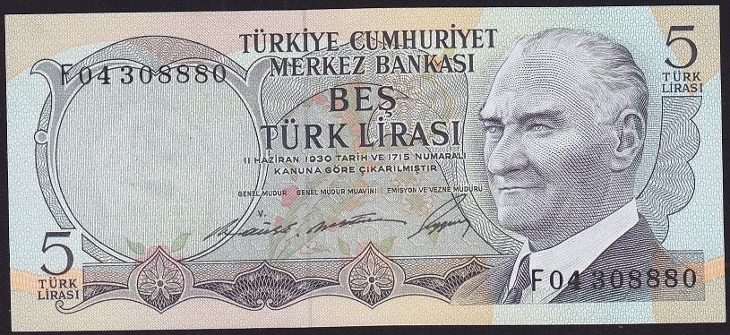 6.Emisyon 1.Tertip 5 Lira F04 308880 Çil