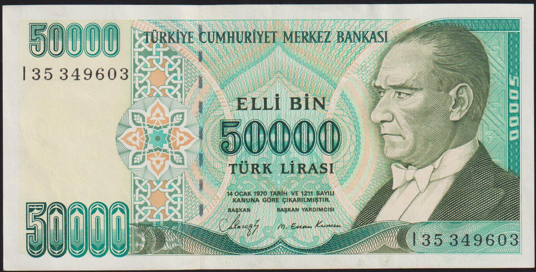 7.Emisyon 1.Tertip 50000 Lira I35 349603 Çilaltı