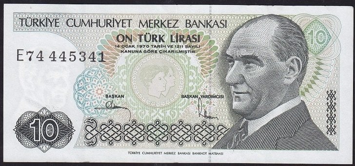 7.Emisyon 2.Tertip 10 Lira E74 445341 Çok Çok Temiz