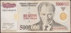 7.Emisyon 5 000 000 Lira A42 644479 Temiz