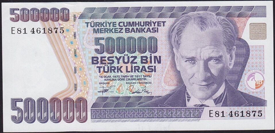 7.Emisyon 3.Tertip 500000 Lira E81 461875 Çilaltı