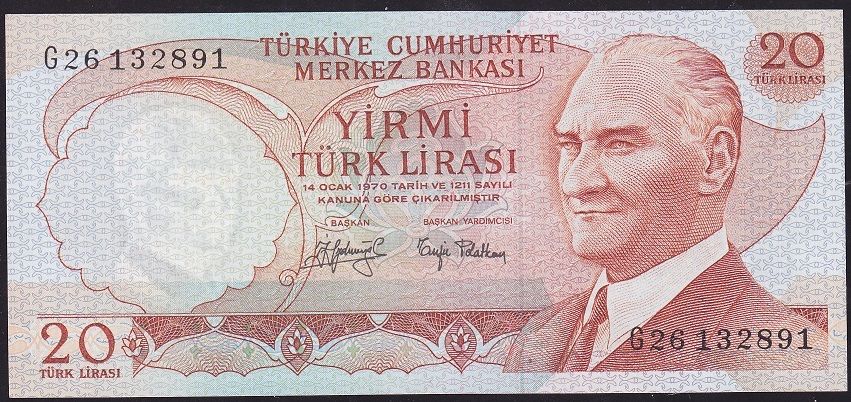 6.Emisyon 3.Tertip 20 Lira G26 132891 Çil