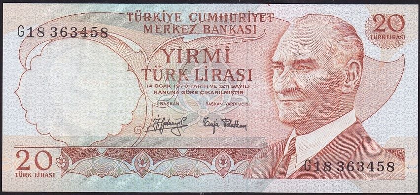 6.Emisyon 3.Tertip 20 Lira G18 363458 Çilaltı Çil