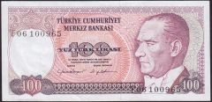 7.Emisyon 2.Tertip 100 Lira F06 100965 Çok Temiz+