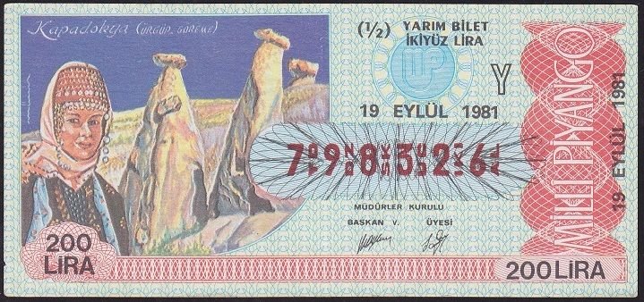 1981 19 Eylül Yarım Bilet - Y Serisi