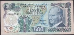 6.Emisyon 1.Tertip 500 Lira C10 055421 Çok Temiz - Çok Çok Temiz