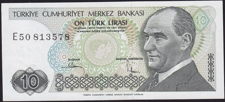 7.Emisyon 2.Tertip 10 Lira E50 813578 Çilaltı