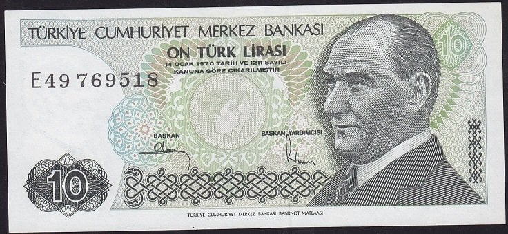 7.Emisyon 2.Tertip 10 Lira E49 769518 Çilaltı Çil