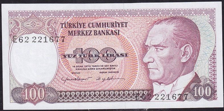 7.Emisyon 2.Tertip 100 Lira E62 221677 Çilaltı