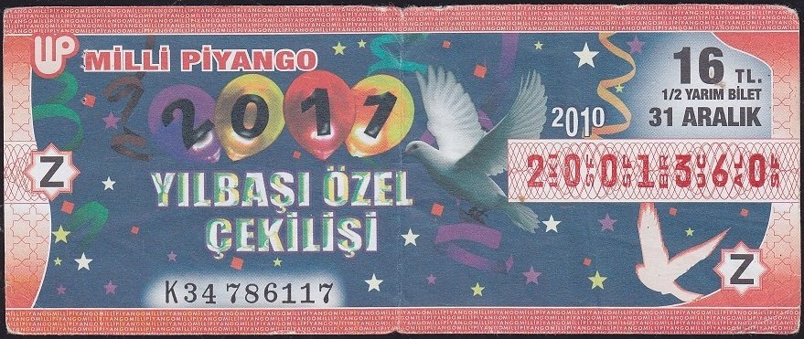 2010 31 Aralık Yarım Bilet - Z Serisi