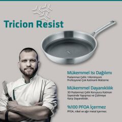 Berndes 099218 Tricion Pro Paslanmaz Çelik Wok Tava Kapaklı 26cm