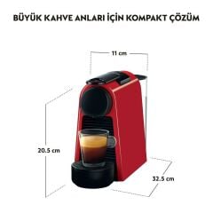 Nespresso D30 Essenza Mini Kapsüllü Kahve Makinesi Kırmızı