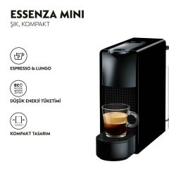 Nespresso C35 Essenza Mini Kapsüllü Kahve Makinesi ve Süt Köpürtücü Aksesuar Siyah