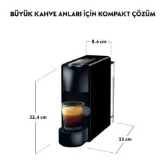 Nespresso C35 Essenza Mini Kapsüllü Kahve Makinesi ve Süt Köpürtücü Aksesuar Siyah