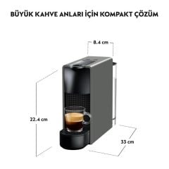 Nespresso C35 Essenza Mini Kapsüllü Kahve Makinesi ve Süt Köpürtücü Aksesuar Gri