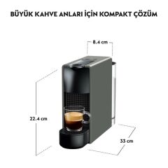 Nespresso C35 Essenza Mini Kapsüllü Kahve Makinesi ve Süt Köpürtücü Aksesuar Gri