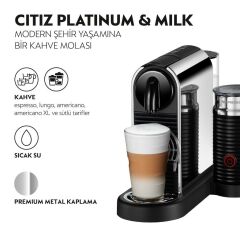 Nespresso D145 Citiz Kapsüllü Kahve Makinesi ve Süt Köpürtücü Aksesuar Platinum