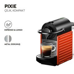Nespresso Pixie C66R Kapsüllü Kahve Makinesi ve Süt Köpürtücü Kırmızı