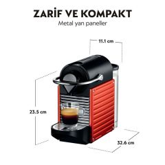 Nespresso Pixie C66R Kapsüllü Kahve Makinesi ve Süt Köpürtücü Kırmızı