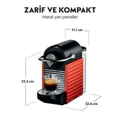 Nespresso Pixie C66R Kapsüllü Kahve Makinesi ve Süt Köpürtücü Kırmızı