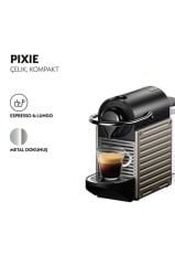 Nespresso Pixie C66T Kapsüllü Kahve Makinesi ve Süt Köpürtücü Titan