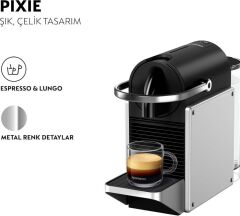 Nespresso D62 Pixie Kapsüllü Kahve Makinesi Gümüş