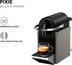 Nespresso C62 Pixie Kapsüllü Kahve Makinesi Titan