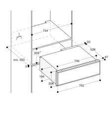 Gaggenau WS482110 400 Serisi Isıtma Çekmecesi 76x21 cm Paslanmaz Çelik Cam Kapı