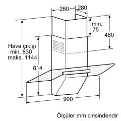 Siemens LC955KA40 Duvar Tipi Davlumbaz Cam Dekorlu  90 cm