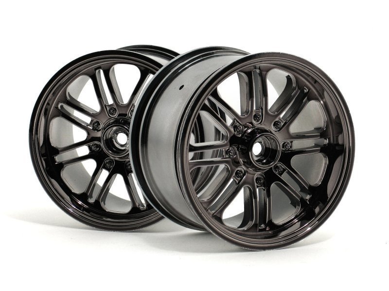 8 SPOKE WHEEL BLACK CHROME (83x56mm/2pcs) Savage/for 14mm Hex