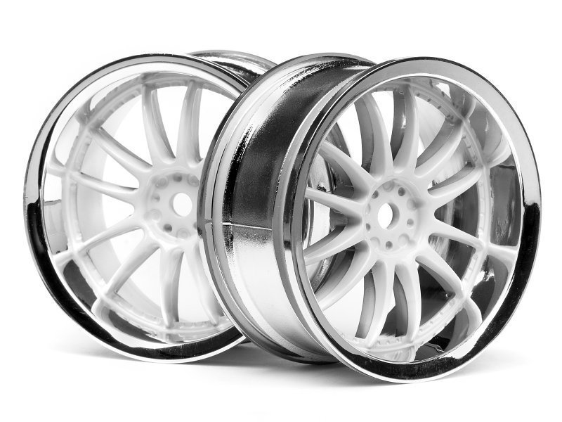 1/10 WORK XSA 02C WHEEL 26mm CHROME/WHITE (3mm OFFSET) (2pcs)