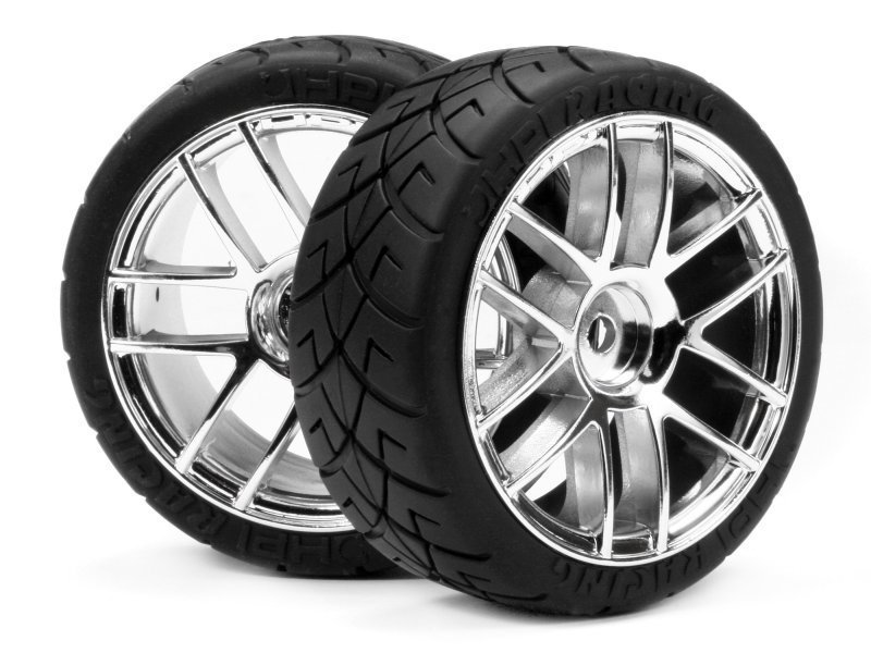 1/10 MOUNTED X-PATTERN TIRE D COMPOUND SPLIT 6 CHROME (4lü EKONOMİK paket)