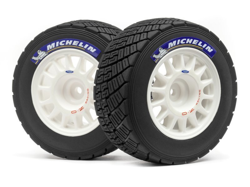 1/8 WR8 RALLY OFF-ROAD WHEEL/TIRE SET (WHITE/2PCS)