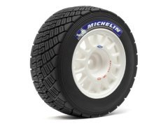 1/8 WR8 RALLY OFF-ROAD WHEEL/TIRE SET (WHITE/2PCS)