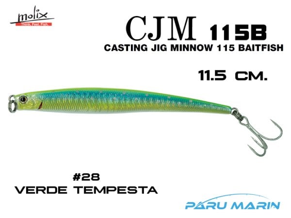 Molix Casting Jig Minnow 115  - 11.5 cm. Sahte Balık, #28 Verde Tempesta