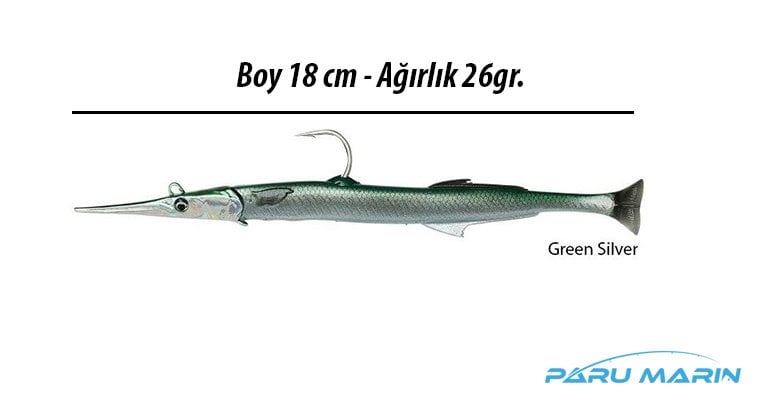 Savage Gear Needlefish Green / Yeşil 2+1 18cm 26g Suni Yem