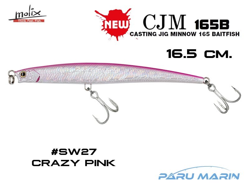 Molix Casting Jig Minnow 165  - 16.5 cm. Sahte Balık, #SW27 Crazy Pink