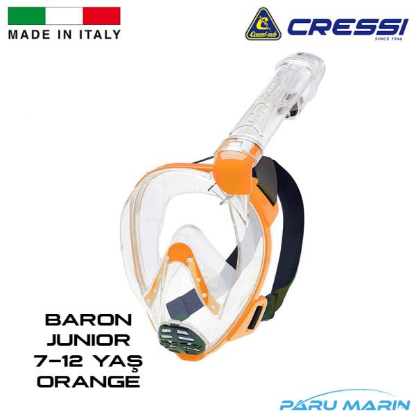 Cressi Baron Junior 7-12 Yaş ORANGE Tam Yüz Maskesi